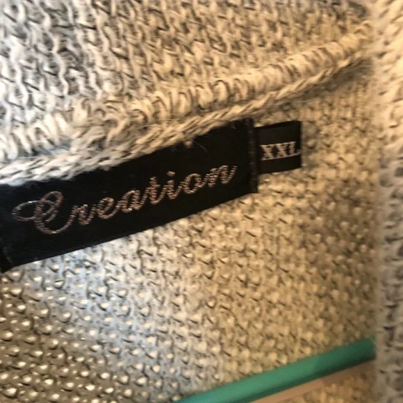 NWOT Gray on Gray Open Sweater by Creation with Draped Collar and Cozy Fit XXL - Picture 2 of 3